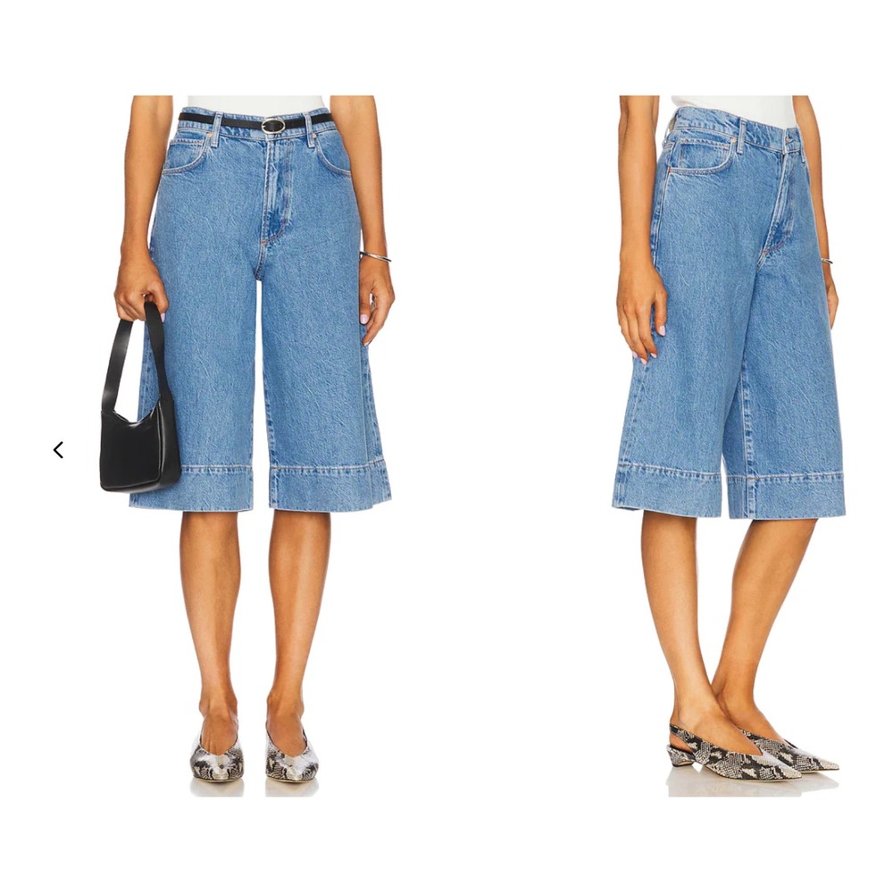 Paige Eva Shorts in Nalani Blue Denim Women 26 5 Pocket Styling Designer $249